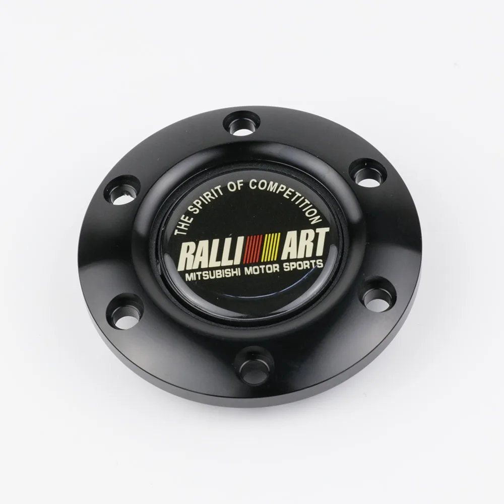 Car Styling Black Ralliart Racing Steering Wheel Horn Button Speaker Control Cover  + Aluminum Black/Red/Silver Edge