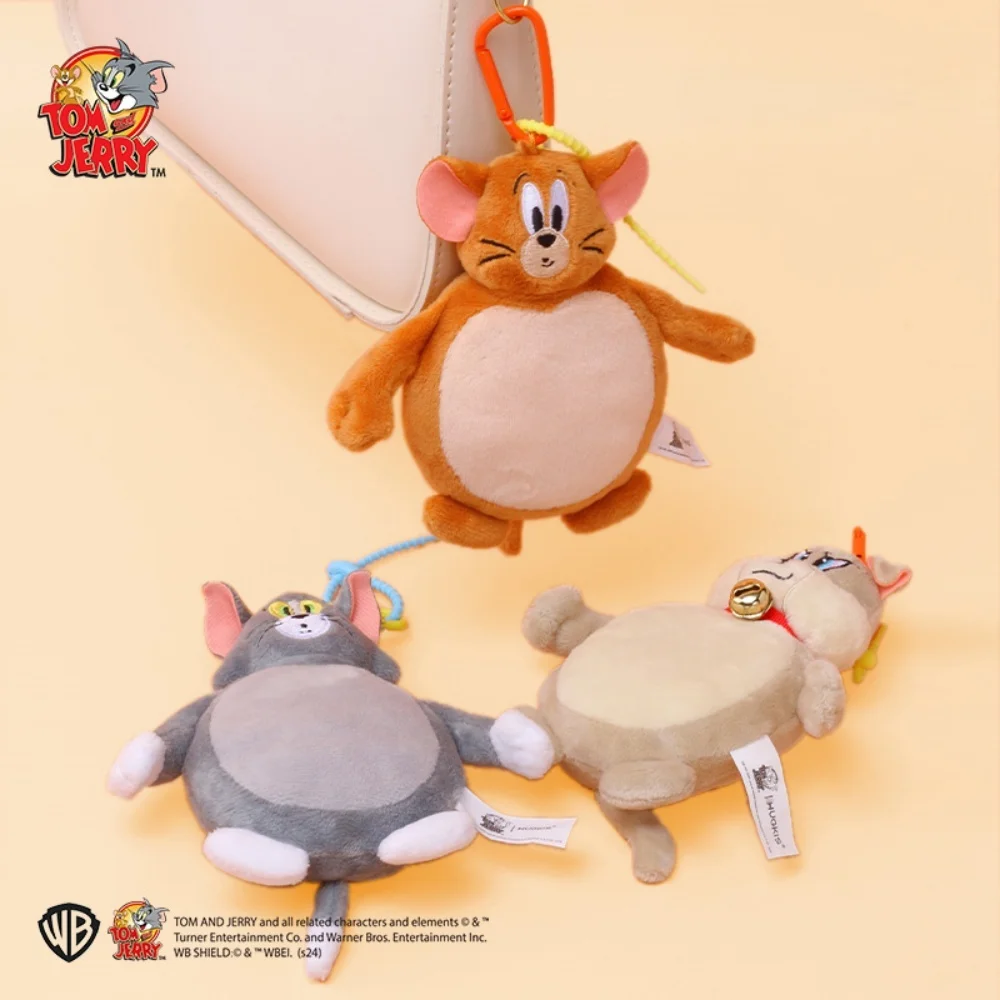 Genuine Tom and Jerry Plush Keychain Doll Cat Mouse Backpack Hanging Ornaments Plush Keychain Girls Toy Birthday Gifts