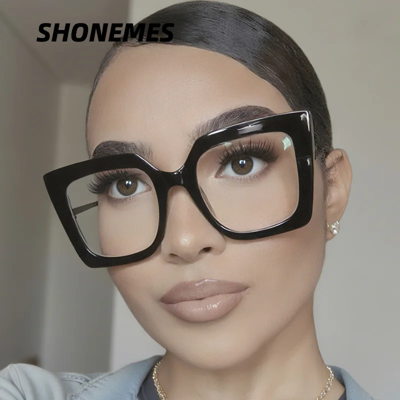 

SHONEMES большие очки, стильные женские очки в большой оправе, оптические компьютерные очки с защитой от синего света для женщин