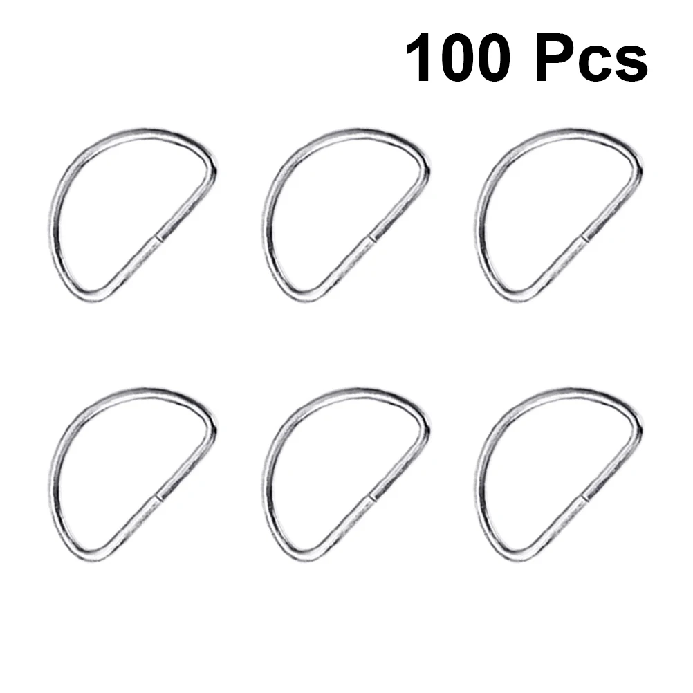 

100Pcs Semi Circular Metal D Ring Buckle Durable Multipurpose Bag Strap Accessory for Backpack Luggage Belt Silver