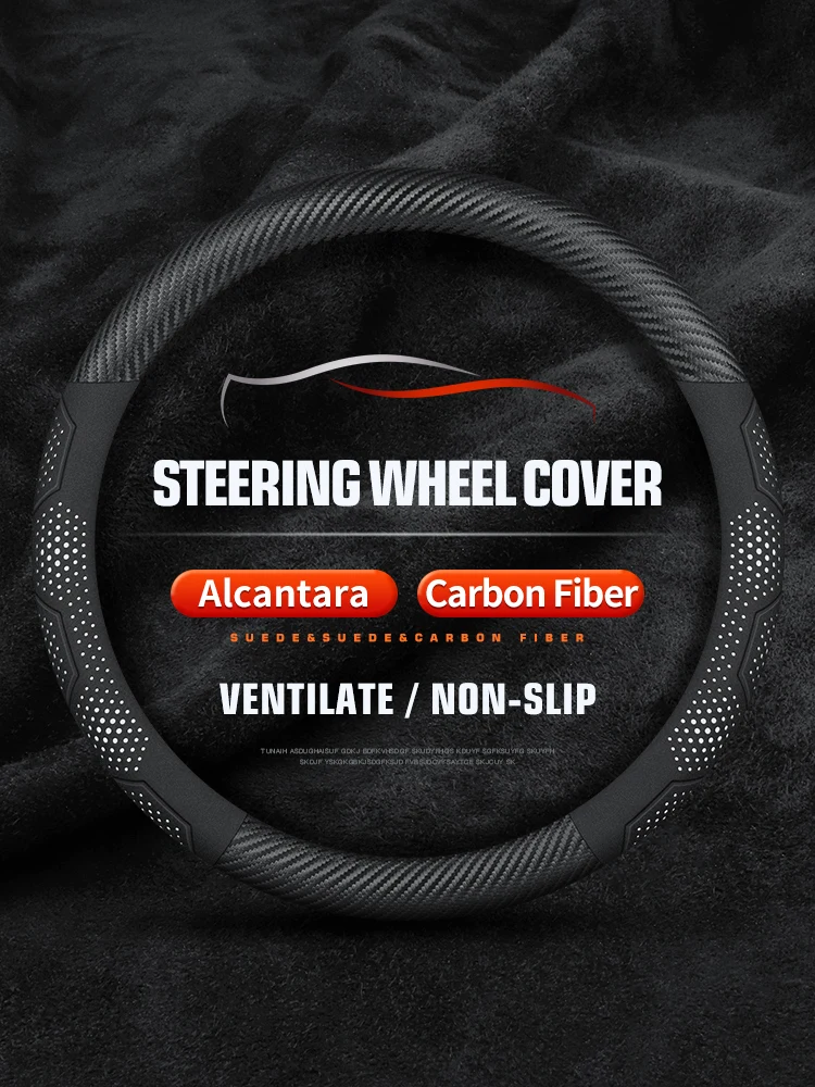 

For Audi Q3 Q5 Q7 A3 A4 A5 A6 A7 RS3 RS4 RS5 TT Carbon fiber Suede Microfiber Leather Car Steering Wheel Cover Auto Accessories