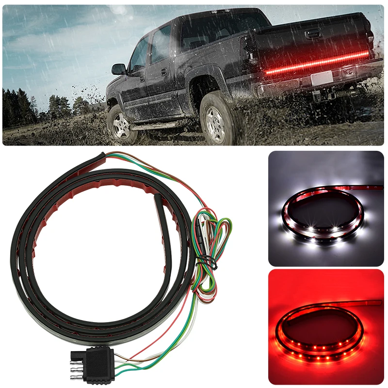 

Car Tailgate Light Bar Double-Row LED Light Strip Brake Running Turn Signal Reverse Tail Lights 12V For Trucks Trailer Pickup