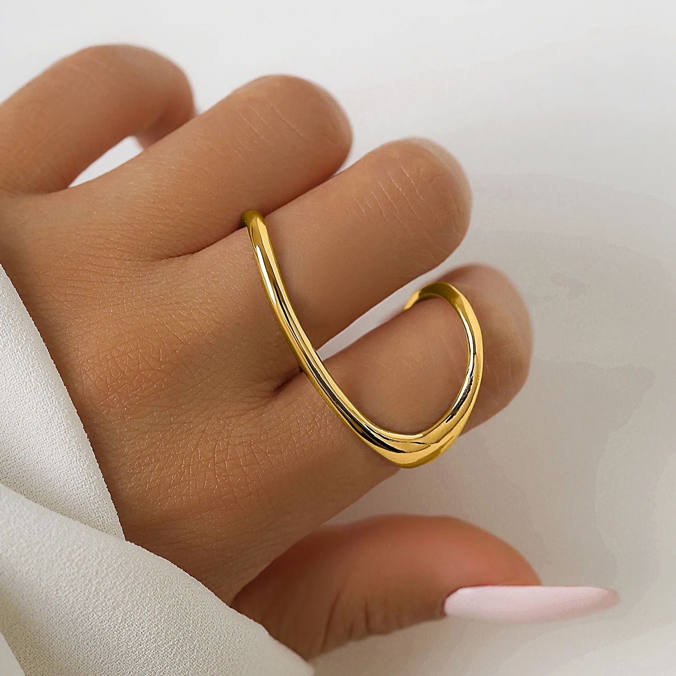 Ingemark Vintage Simple Irregular Shape Hollow Open Ring for Women Wedding Classic Finger Couple Rings Aesthetic Y2K Accessories