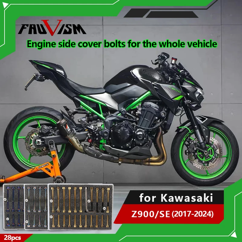 

28-Piece Set M6Bolts for Kawasaki Z900/SE Motorcycle Engine Bolts Torx Hex Head Star Head A2-70 Stainless Steel Screws 2017-2024