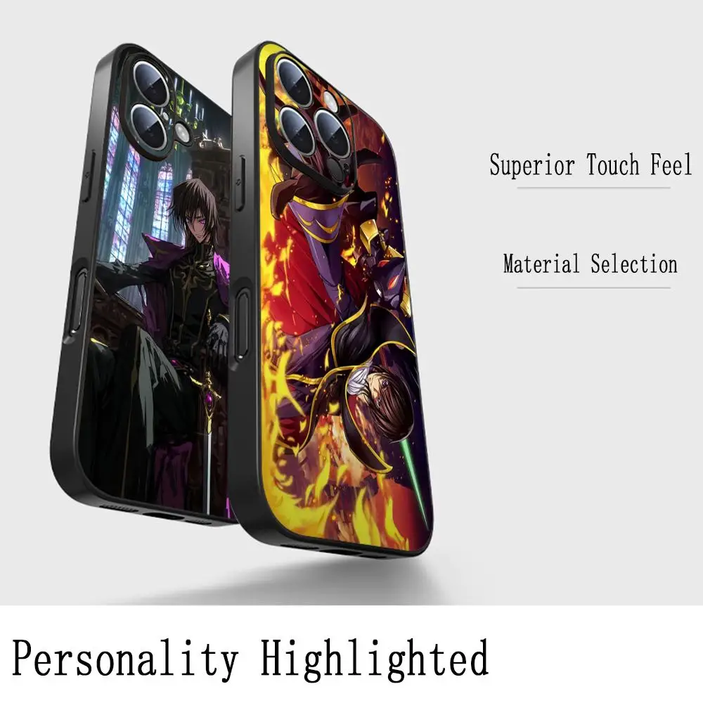 Classic geass japan anime character Phone Case For iPhone 16 15 14 13 12 Plus Mini Pro Max Limited Soft black Shockproof Cover