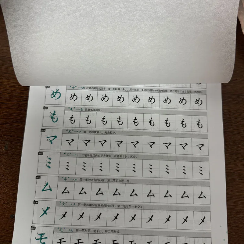 Japanisches Kalligraphie-Übungsheft für Anfänger: Lernen Sie 50 Laute, Vokabeln und Sätze, perfekt für das Selbststudium ab Null. – Detail 3