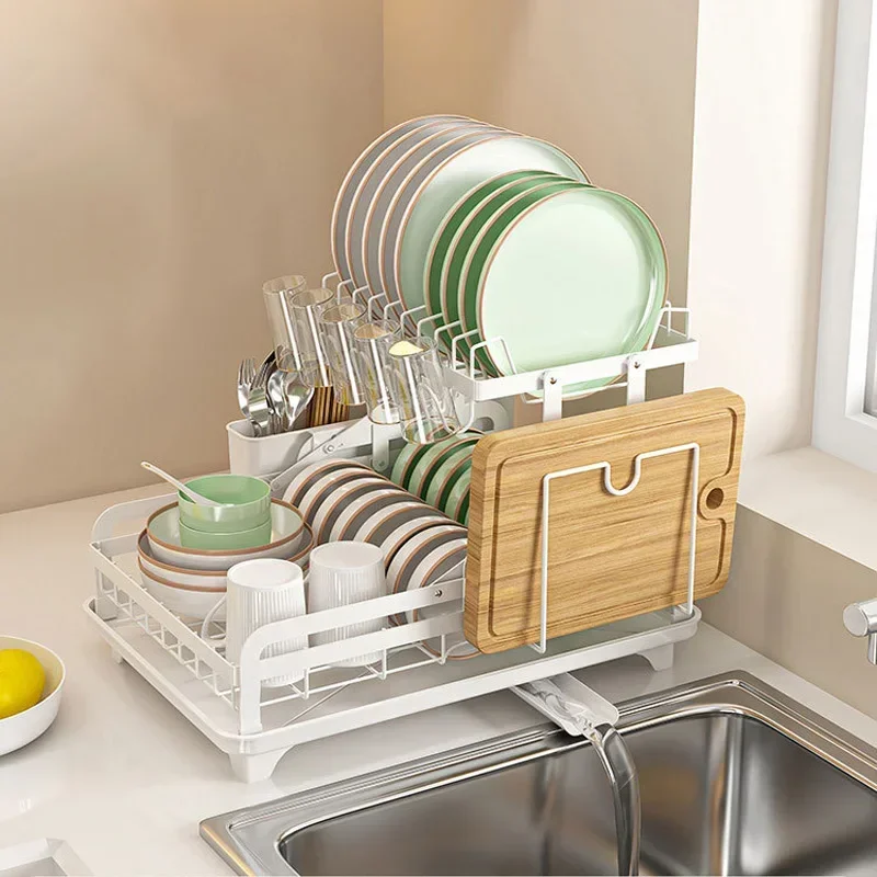 

Tiers Kitchen Dish Bowl Drainer Rack Foldable Knife Fork Water Cup Saucepan Lid Storage Rack Kitchen Dish Countertop