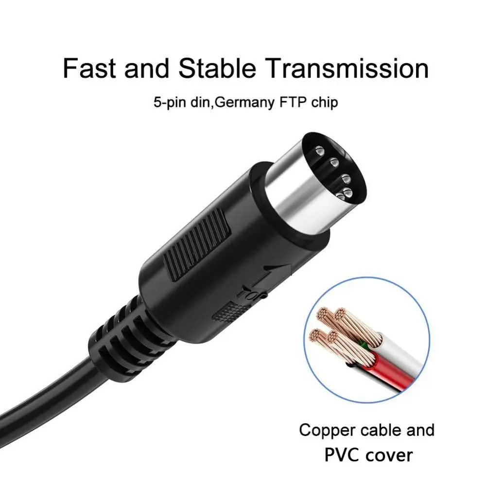 Male To Male MIDI Cable 5-Pin DIN Plug Copper MIDI Extension Cable Music Gear Multiple Lengths Audio Extension Cord