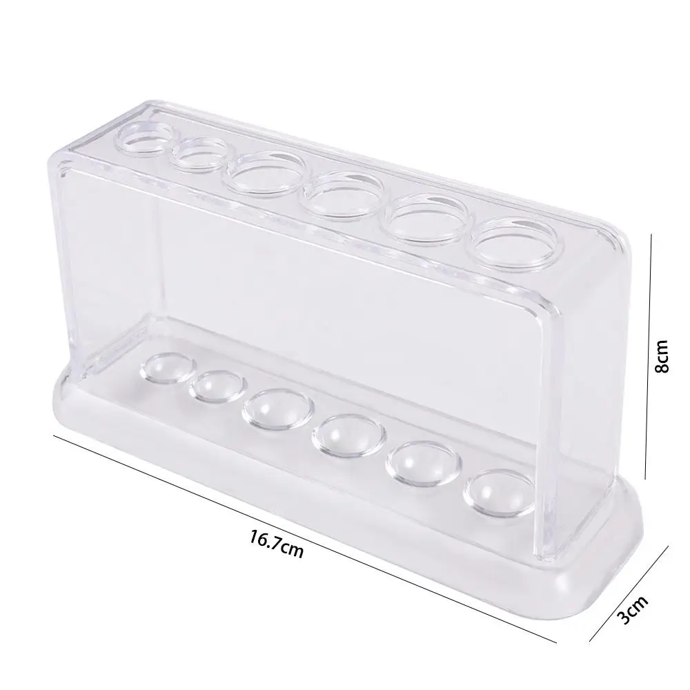 School Supply Lab Equipment 16.7*8*3cm 6 Holes Clear Transparent Test Tube Stand Burette Shelf Test Tube Holder Test Tube Rack
