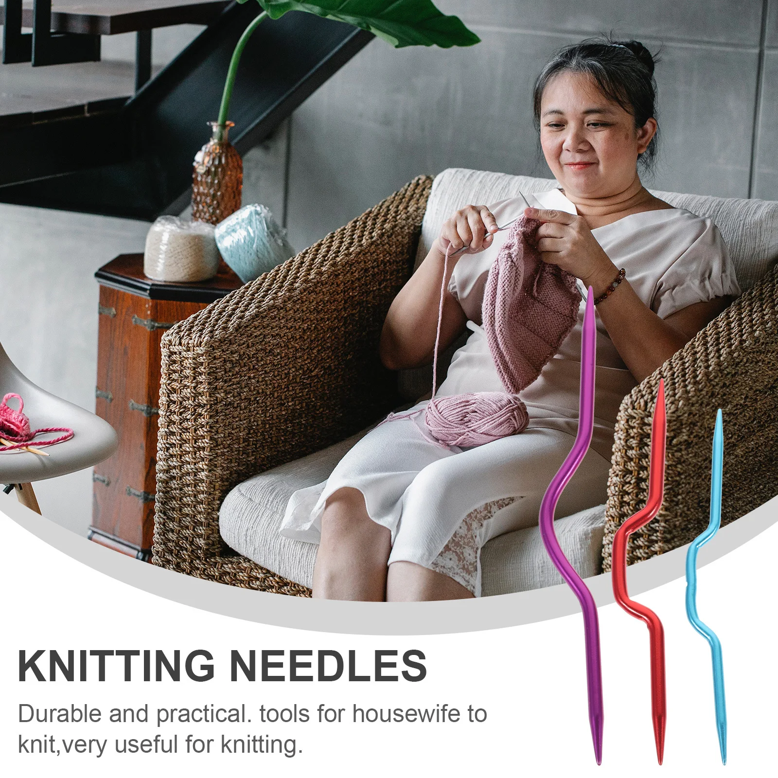 مجموعة أدوات حياكة السترة مكونة من 3 قطع، إبر كابل ممتازة، حامل غرزة ملتوية، تصميم مدمج لسهولة الاستخدام #1