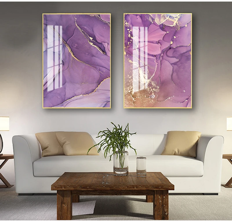 Nordic Colorful Golden Scandinavian  Modern Abstract Canvas Painting Wall Art Print Pictures for Living Room Home Decor