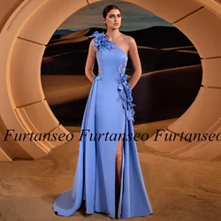 Lady Prom Dress Customized One Shoulder Sleeveless Beading Stones 3D Flowers Dubai Party Gown Formal Evening Dresses Saudi Arab