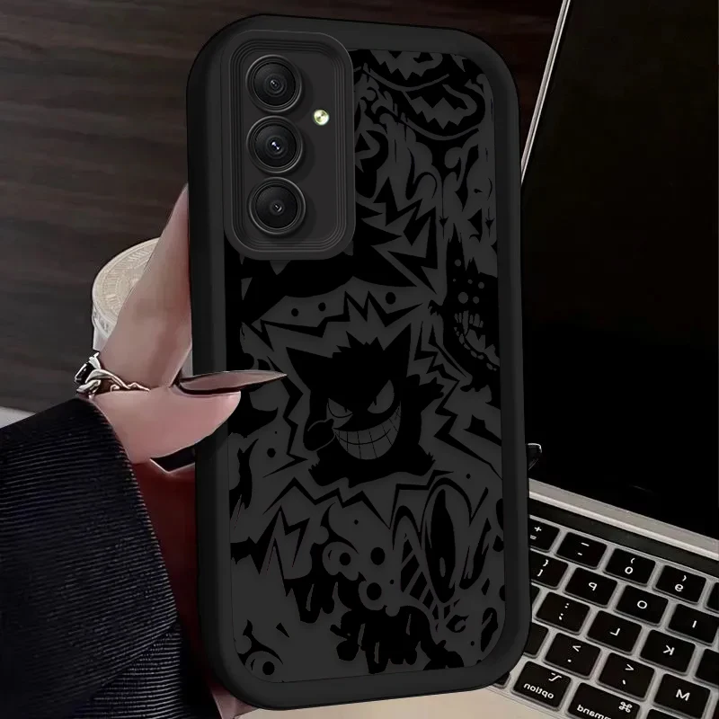 الفاخرة P-Pokemon Gengar قضية الهاتف لسامسونج غالاكسي A55 A35 A25 A15 A05 A05S 5G A24 A13 A23 A12 A22 A32 A52 A52S A71 A72 A51