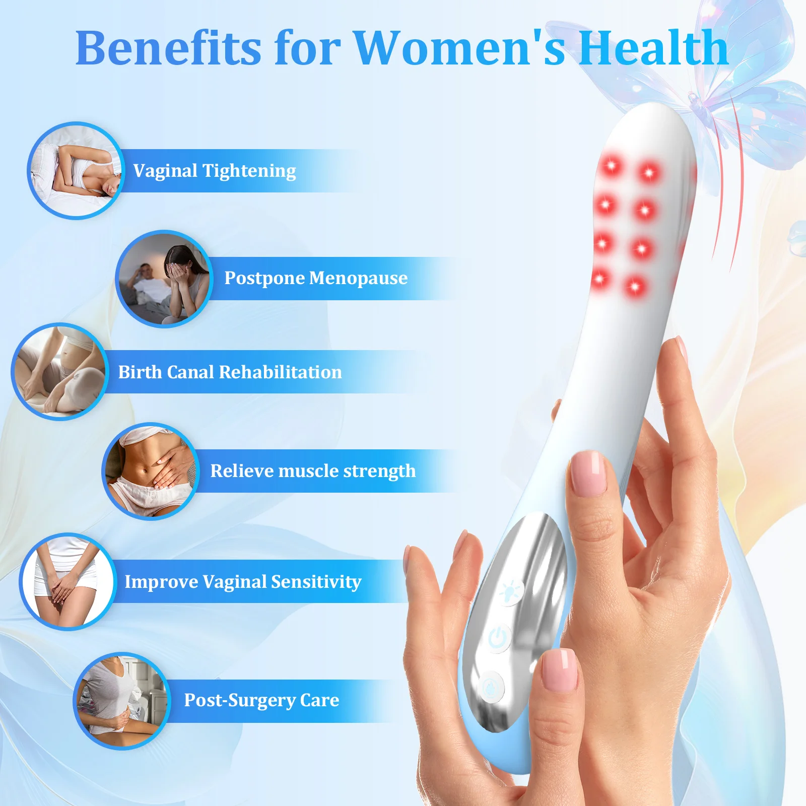 Female Light Therapy Device Red&Yellow&Blue Light Therapy Device Female Personal Health Care Device with Heating Function&8 Mode