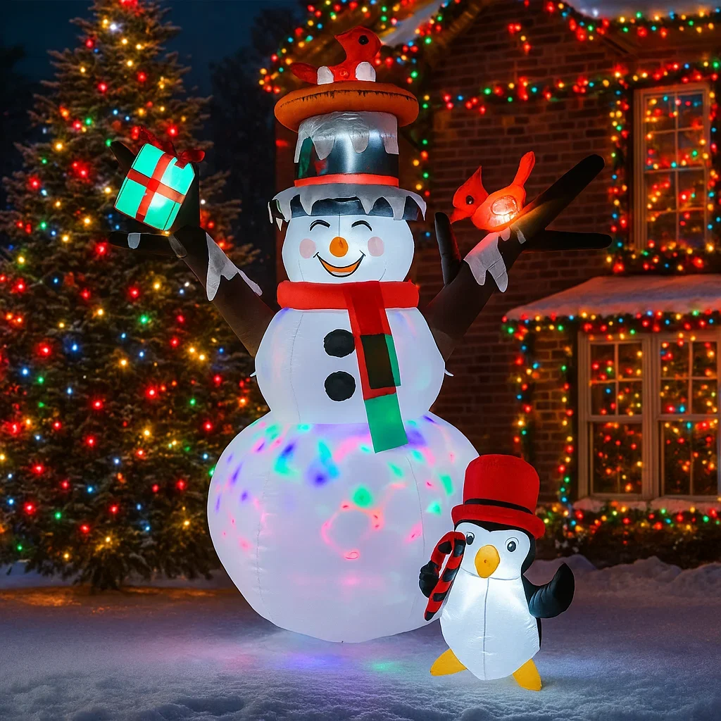 1.8 متر/5.9FT نفخ ثلج البطريق مع أضواء LED ديكورات المنزل اللعب عيد الميلاد ساحة عطلة لوازم الديكور حديقة في الهواء الطلق #3