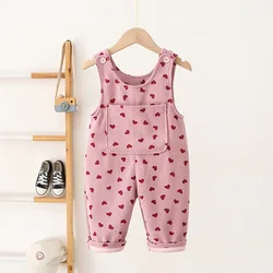 Full Heart Print Kids Baby Trousers Toddler Cute Love Overall 1-4T Autumn Infant Girls Versatile Loose Corduroy Pants