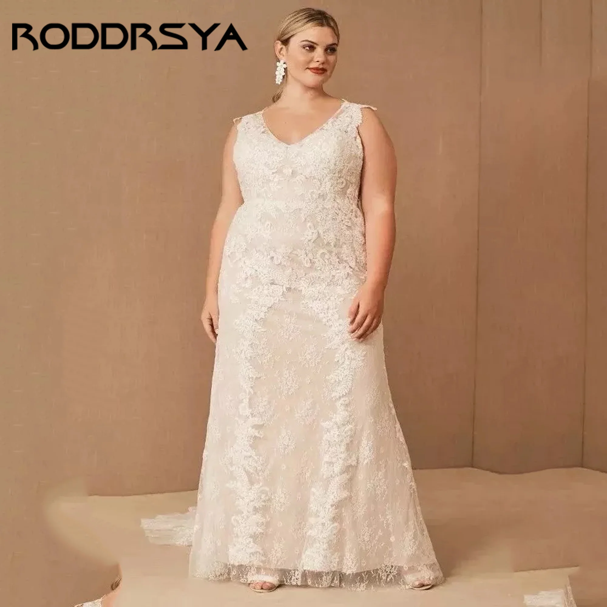 

RODDRSYA Lace V-Neck Cap Sleeve Wedding Dresses A-Line Backless Bride Gowns Lace Appliques vestidos de novia 2025 Customized