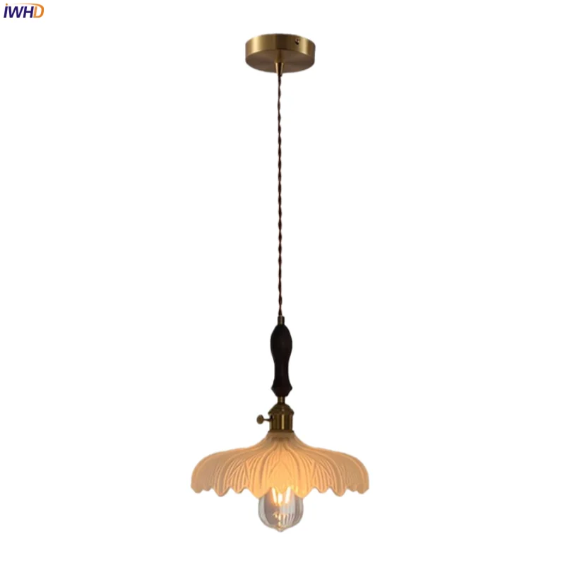 

IWHD Lotus Glass LED Pendant Lights Kitchen Island Living Room Restaurant Interior Lighting Nordic Modern Hanging Lamp Luminaire