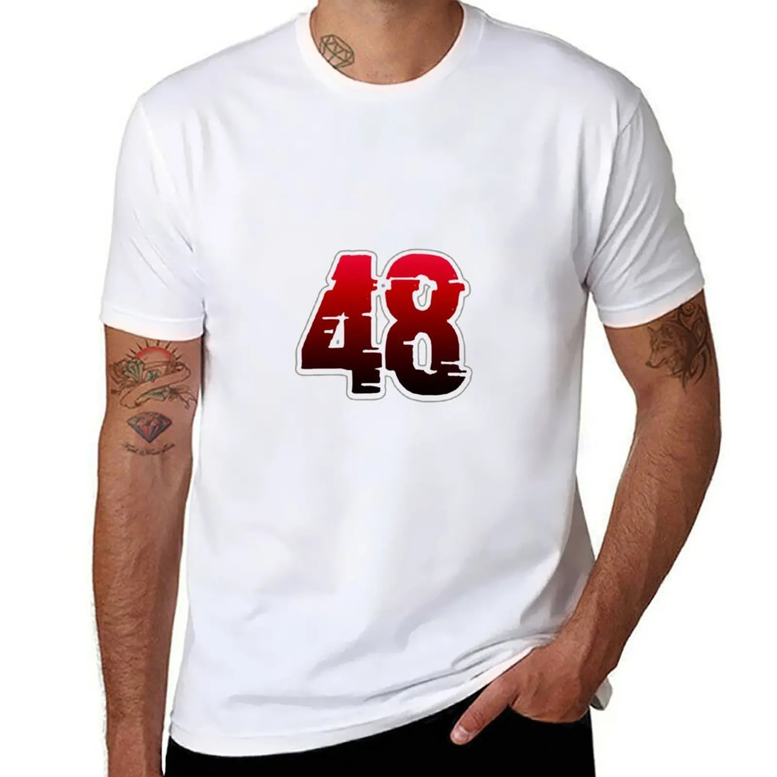 

Creepy Red Number 48 T-Shirt black cotton t-shirt plain for man package t shirt personalised T-Shirt