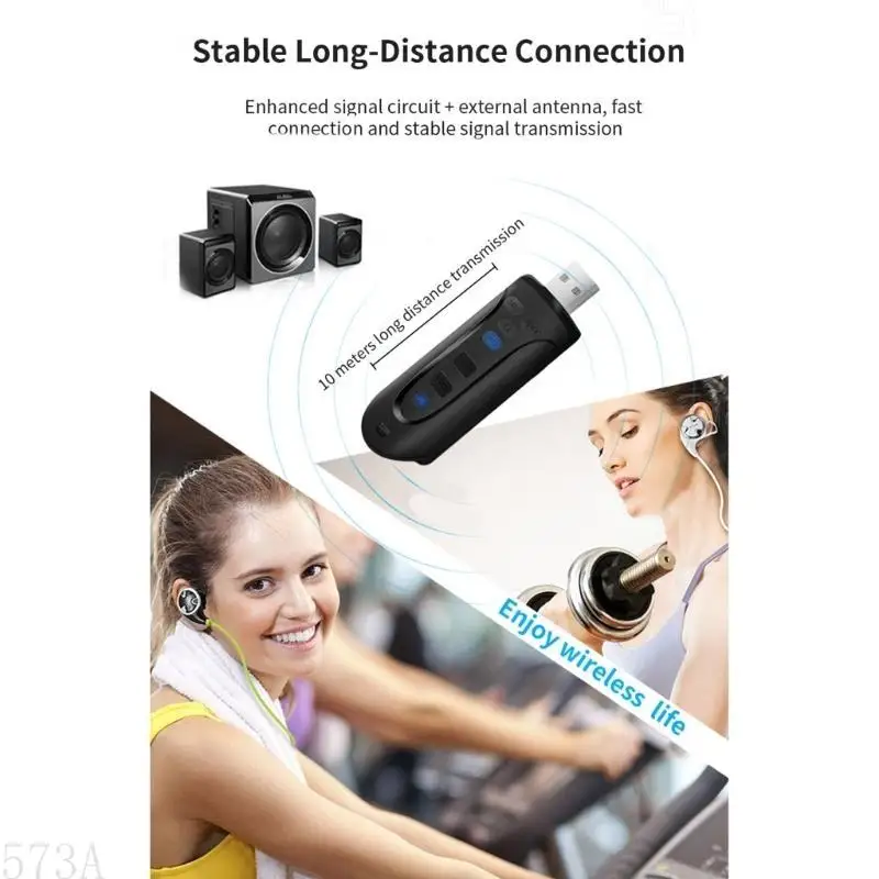 573A BT5.3 يدعم محول USB USB الصوت اللاسلكي USB لدعم اثنين