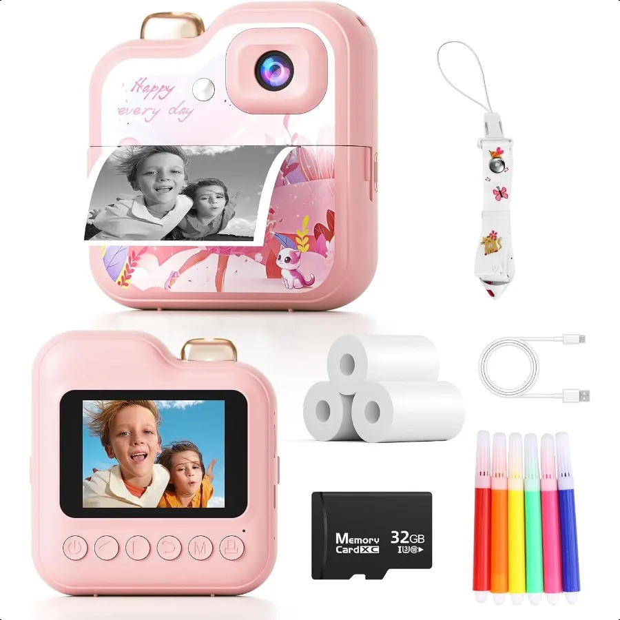 

Instant Print Camera 1080P HD Video Camera with Instant Photo Christmas Birthday Gifts for Girls Age 312 Toddler Camera Instant