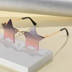 Star Shape Sun Glasses Light Funny Pentagram Eyewear Multi Colors Decoration Party Rimless Sunglasses With Metal Temples