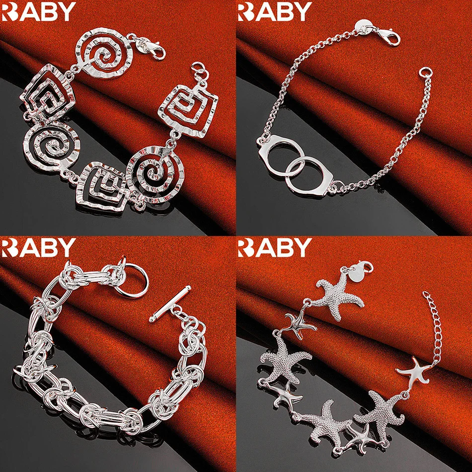 

URBABY 925 Sterling Silver Bracelets For Women Men Anniversary Gift Popular Wild Fashion Romantic Jewelry