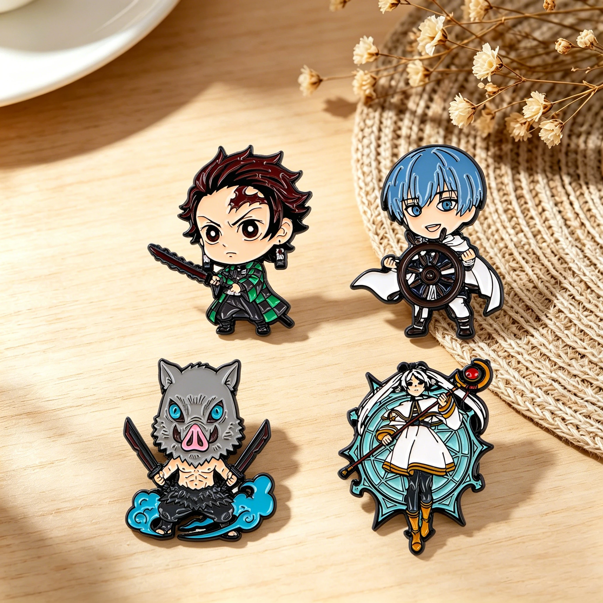 Cool Anime Warrior Enamel Pin Cute Sword Figure Brooches Lapel Pins Backpack Accessories Decorative Jewelry Toys Gift Japanese