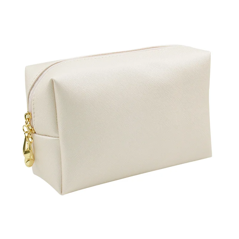 

Women Cosmetic Bags Waterproof Makeup Bag Ladies PU Leather Solid Square Zipper Cute Travel Toiletry Storage Portable Wash Bag