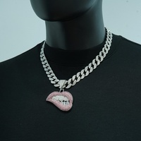 1Pcs European And American Hip-Hop Necklace, Lip-Biting Pendant, Alloy Electroplated, Street Rap Trend Accessory