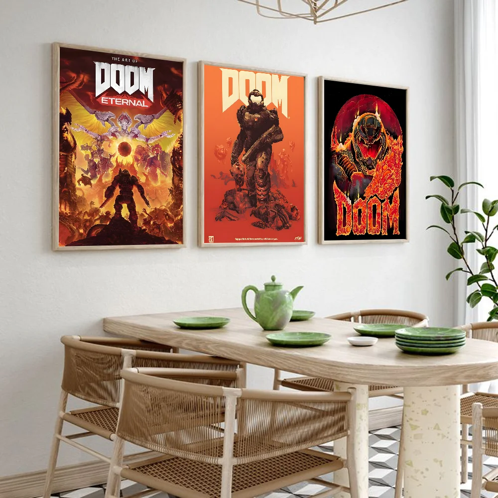 Game A-DOOM-Eternal Poster HD art sticky wall waterproof home living room bar decoration