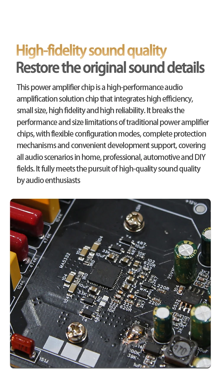 Ysaio Ma5332Ms Pure Power Amplifier Hochleistungs-Digitalverstärkerplatine Hifi Audiophile-Qualität Zweikanalmodul 2X200W – Detail 5