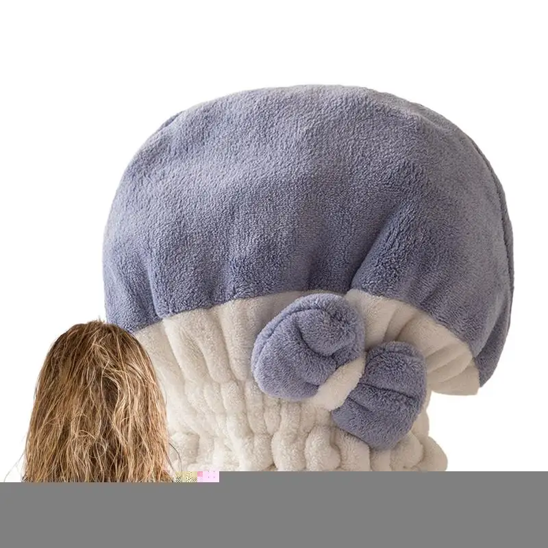 

Hair Towel Cap Soft Fast Drying Towel For Hair With Bow Bathing Wrapped Cap Anti Frizz Microfiber Towel Shower Hair Wrap For