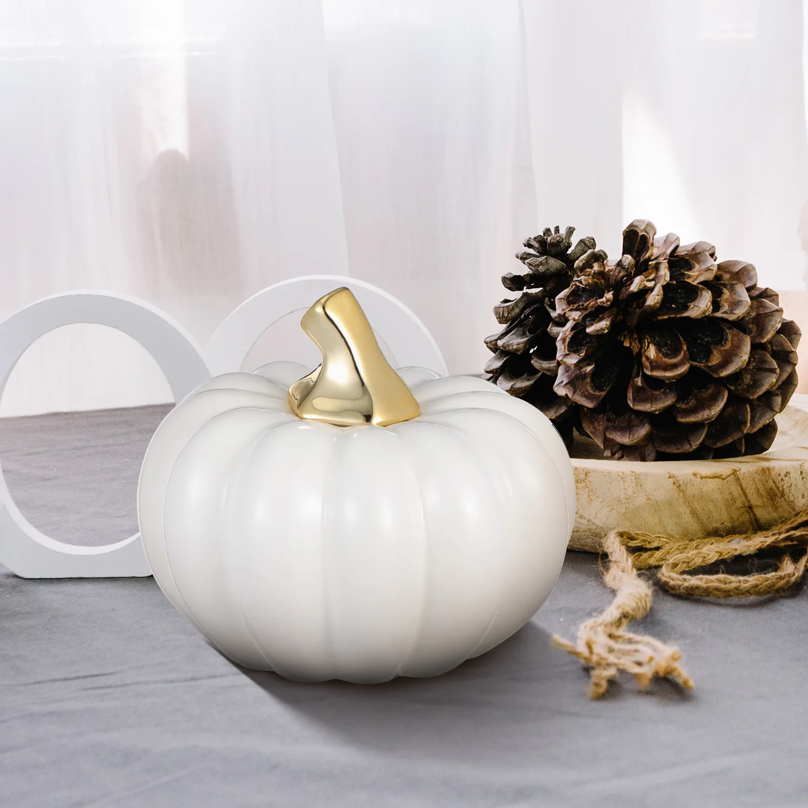 

Ceramic Pumpkin Ornament Exquisite Craftsmanship Tabletop Home Decor Practical Beautiful Ceramic Pumpkin Figurine
