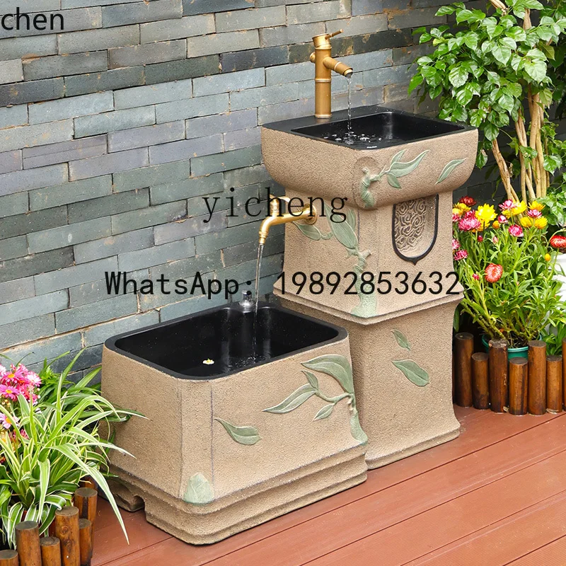 YFY outdoor column Chinese courtyard wash basin integrated outdoor mop pool