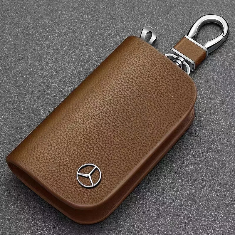 Leather Car Key Case Full Cover Shell Keychain For Mercedes Benz A B C E GL S GLA GLK CLS Class S320 W164 W203 W204 W168 C180