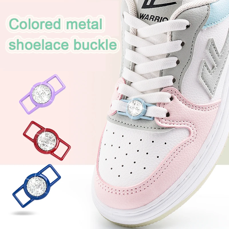 Bling Rhinestone Shoelace Charms Colorful Metal Shoe Lace Tag Ornament Decor Clips for Sneakers Canvas Shoes Accessories