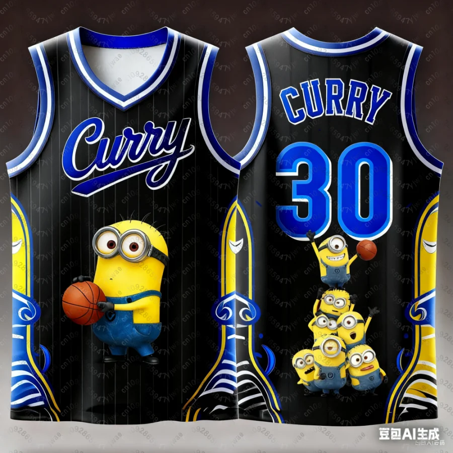 Novedad de verano, chaleco sin mangas deportivo para hombre con estampado 3d de Minions para niñas y mujeres, camisetas sin mangas de baloncesto NO.30 Curry
