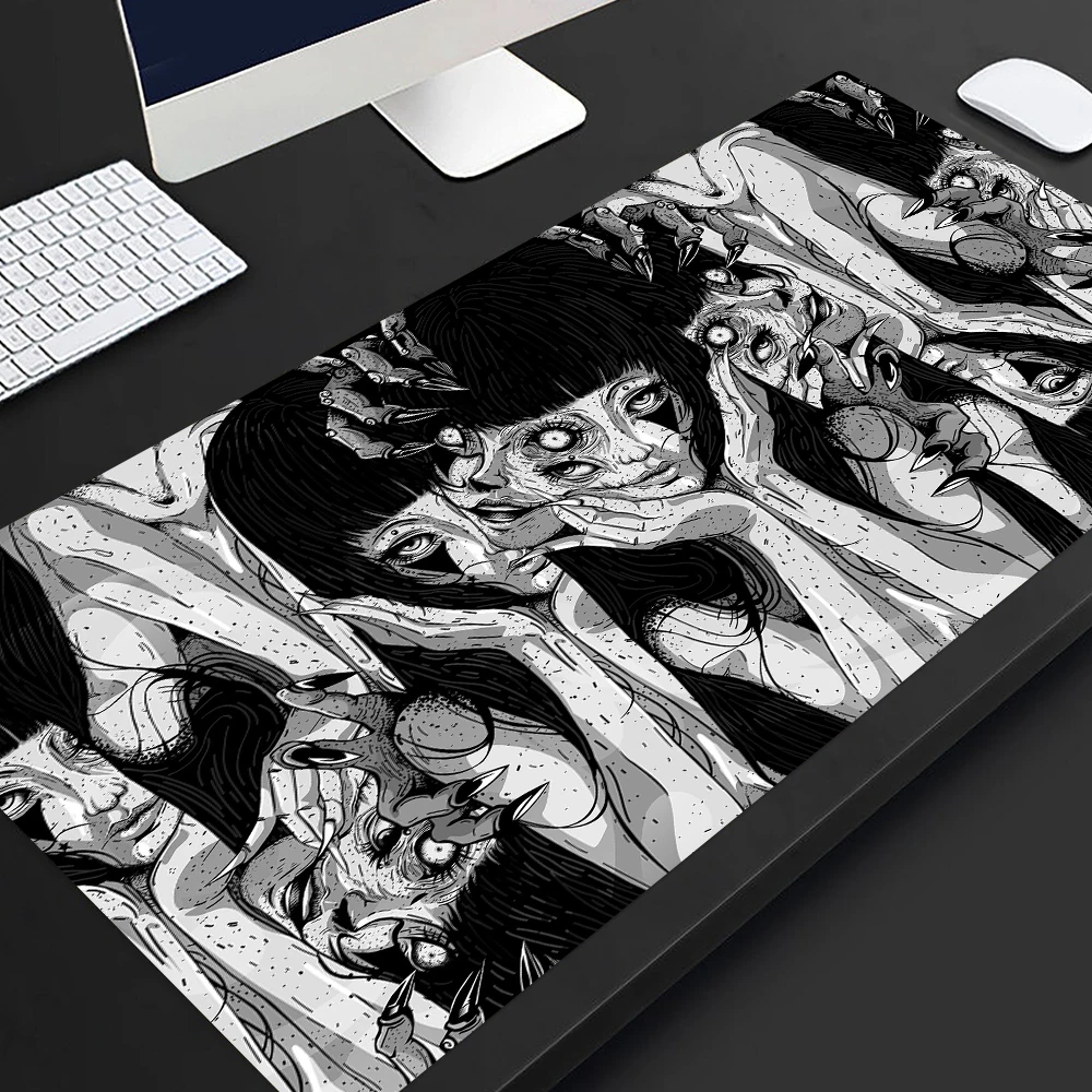 Schwarz-Weiß-Mauspad niedlichen HD-Schreibtisch-Pad erweiterte Gaming-Tastatur matten große xxl Gamer Junji Ito Collage Horror Anime Mouse pad