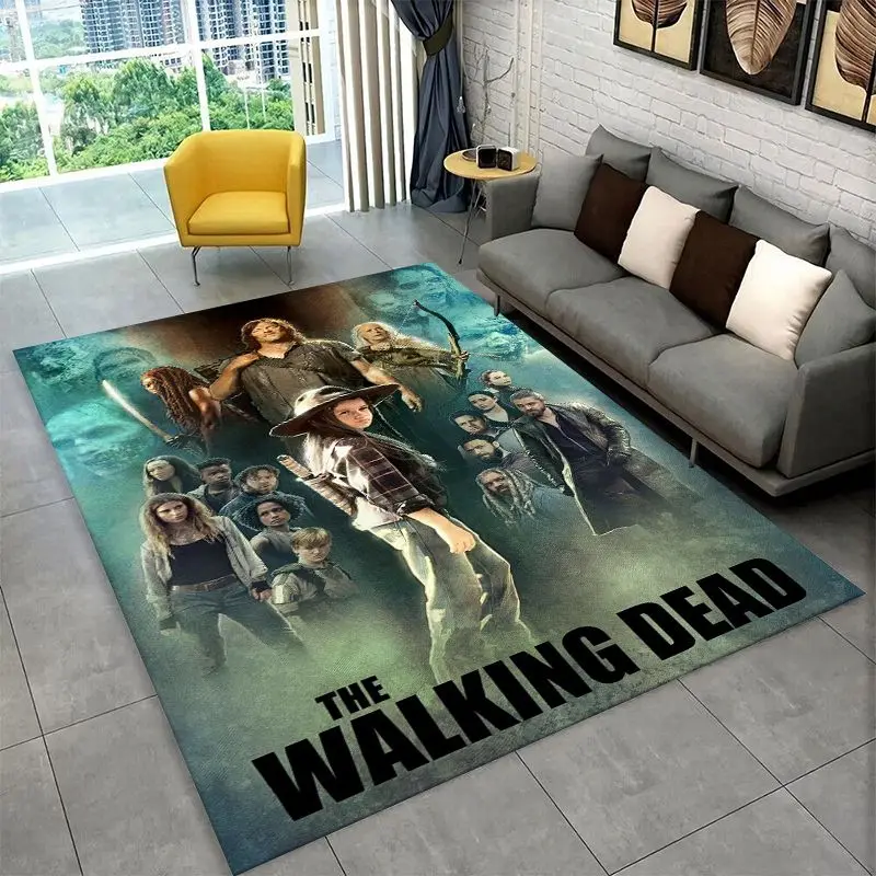 classic The Walking Dead Rick Daryl Horror TV Carpet Rug for Bedroom Living Room Sofa Doormat Home Decor,Kid Area Rug Non-slip