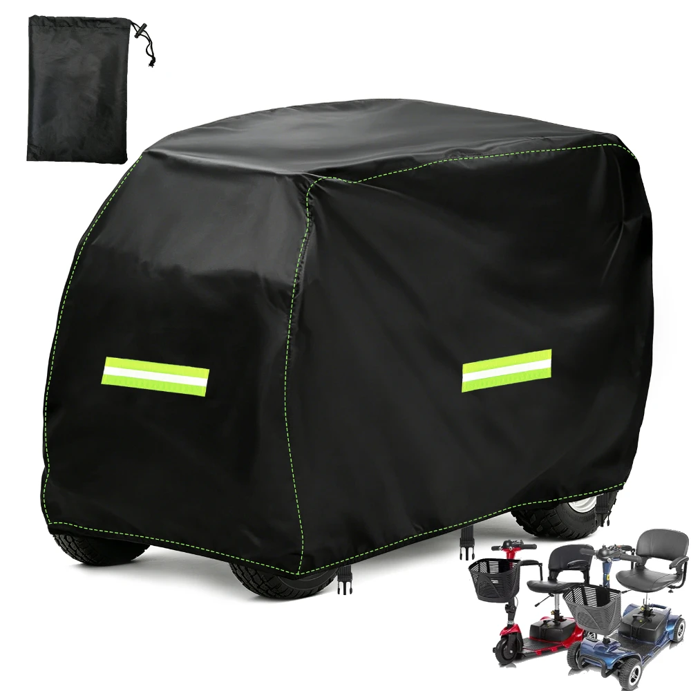 Cover for Mobility Scooter 210D Oxford Electric Scooter Waterproof Rain Cover with Reflective Strips & Buckles & Storage Bag