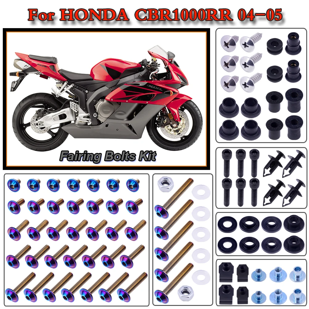 

For Honda CBR1000RR Super Blackbird 2004-2005 Motorcycle Stainless Complete Bodywork Fairing Bolt Kit Screws Clip