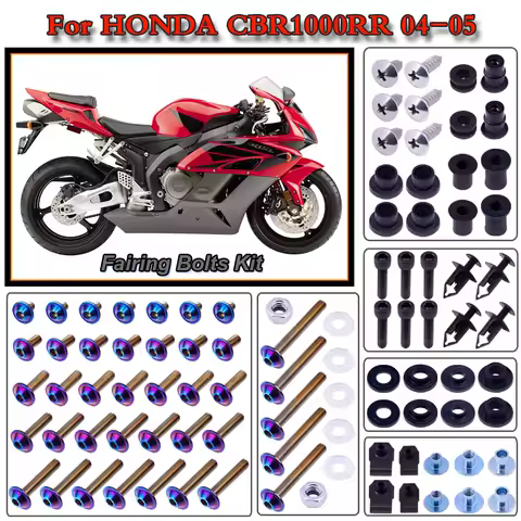 For Honda CBR1000RR Super Blackbird 2004-2005 Motorcycle Stainless Complete Bodywork Fairing Bolt Kit Screws Clip