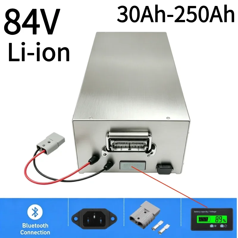 84V Lithium Battery 30Ah-250Ah Built-in BMS With Charger Fit 4000W 5000W Inverter E-Motorcycle Golf Cart Replacement Power Pack