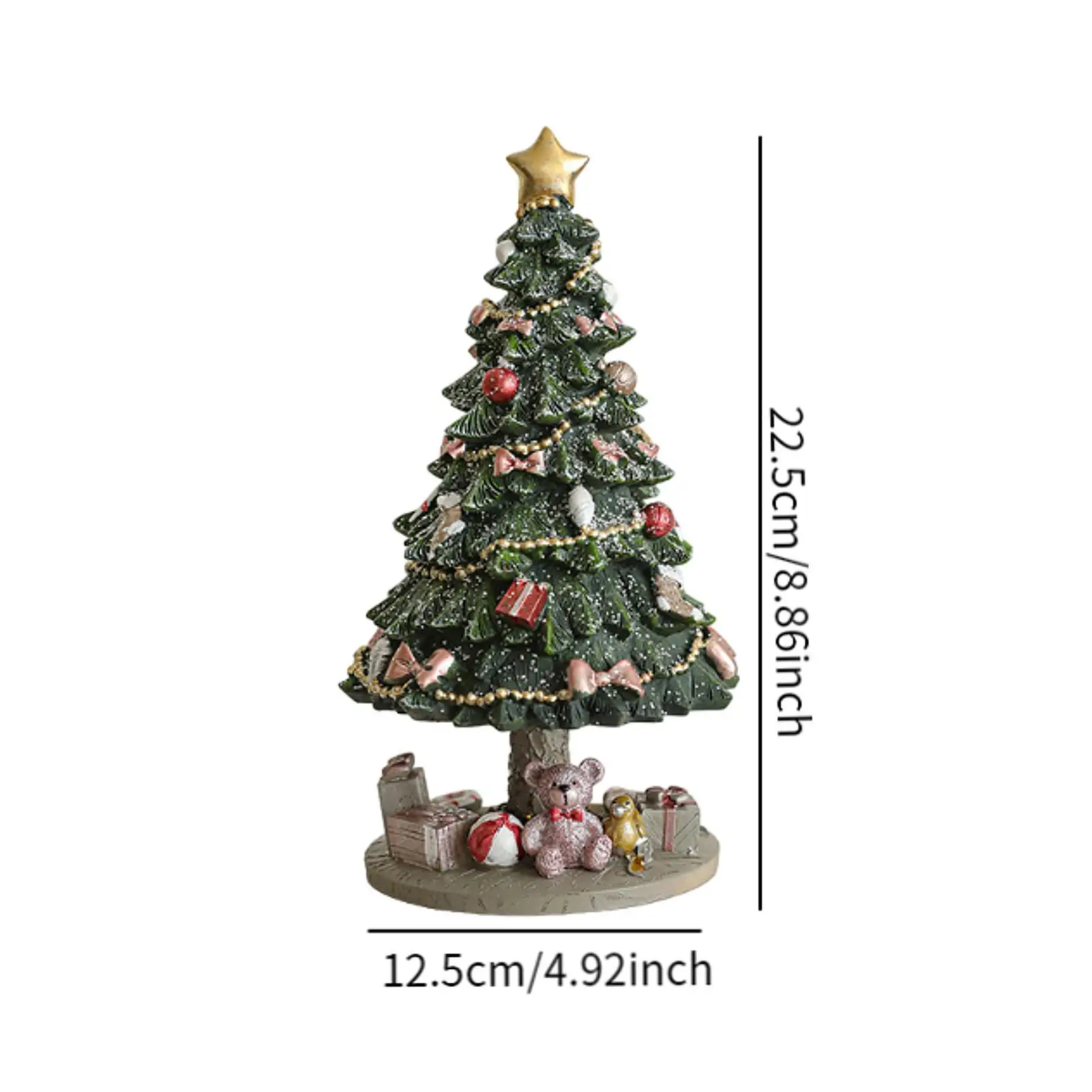 Holiday Party Tabletop Decoration Christmas Tree Music Box Resin Collectible Statue Ornament for Home and Office