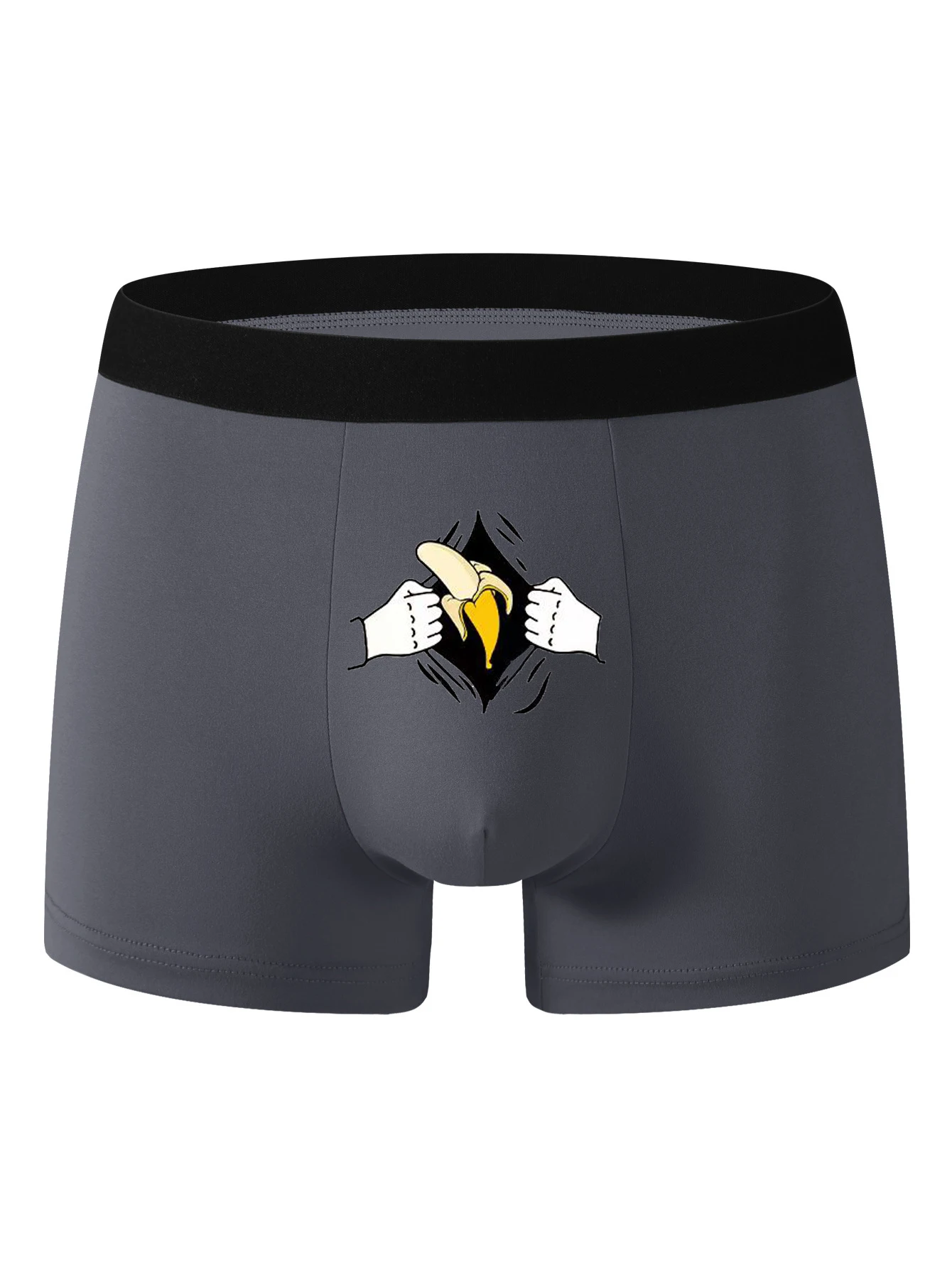 

comfortable and high-quality print classical Men's must-have fashionable underwear for summer 2025 Black cartoon print simple