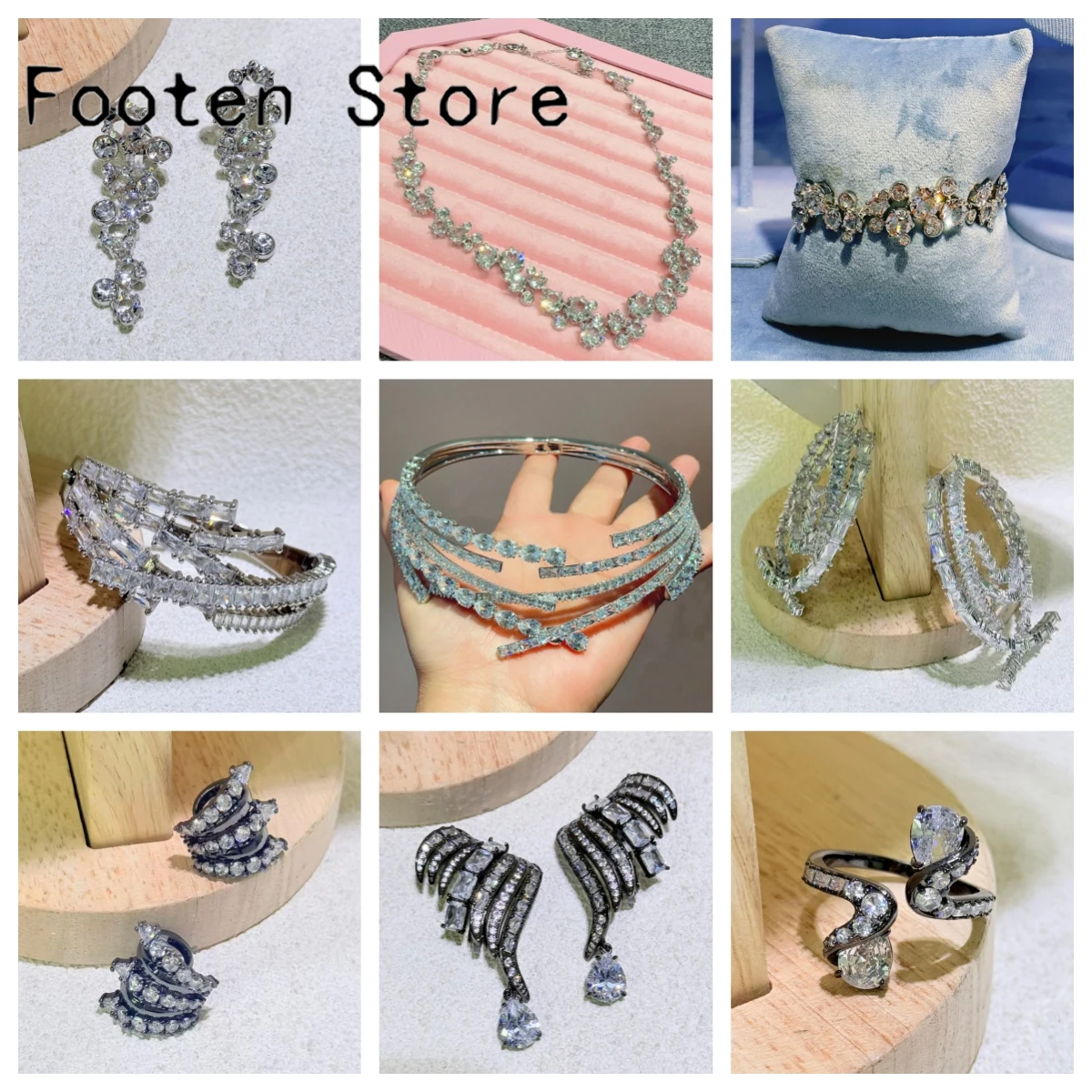 

High Quality 2025 Fine Wedding Jewelry Set Charm White Black Water Droplet Crystal Luxury Necklace Ring Earrings Gift for Ladies