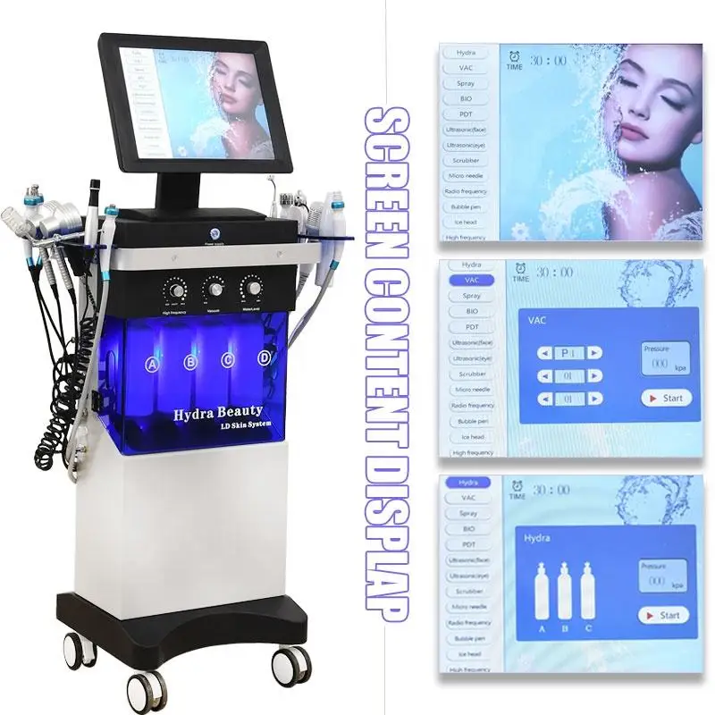 14 in 1 Hydro Oxygen Jet Facial Microdermabrasion Vertical Machine Aqua Hydra Dermabrasion Facial Machine for Water Spa