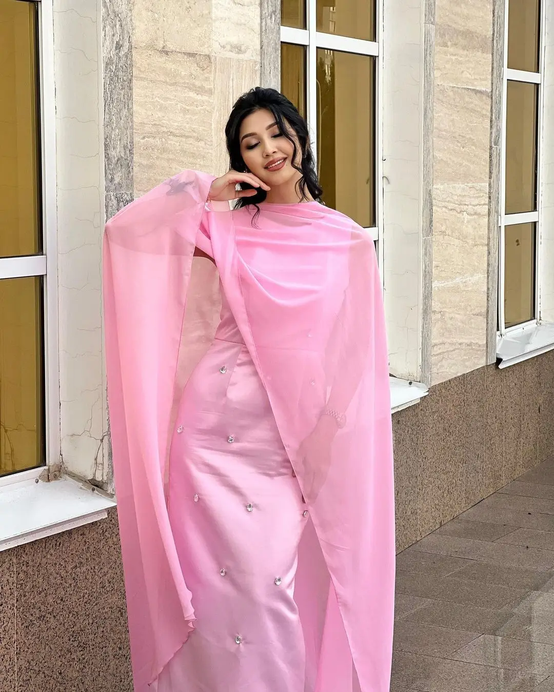 

Винтажная прямая шифоновая куртка с круглым вырезом из двух предметов, украшенная бисером, платья в пол для вечеринок, официальное платье для торжественных случаев