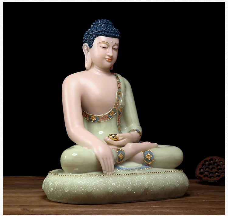 

40CM LARGE Buddhist top quality home efficacious Talisman Mascot RULAI Amitabha Buddha jade gilding carving Sculpture statue